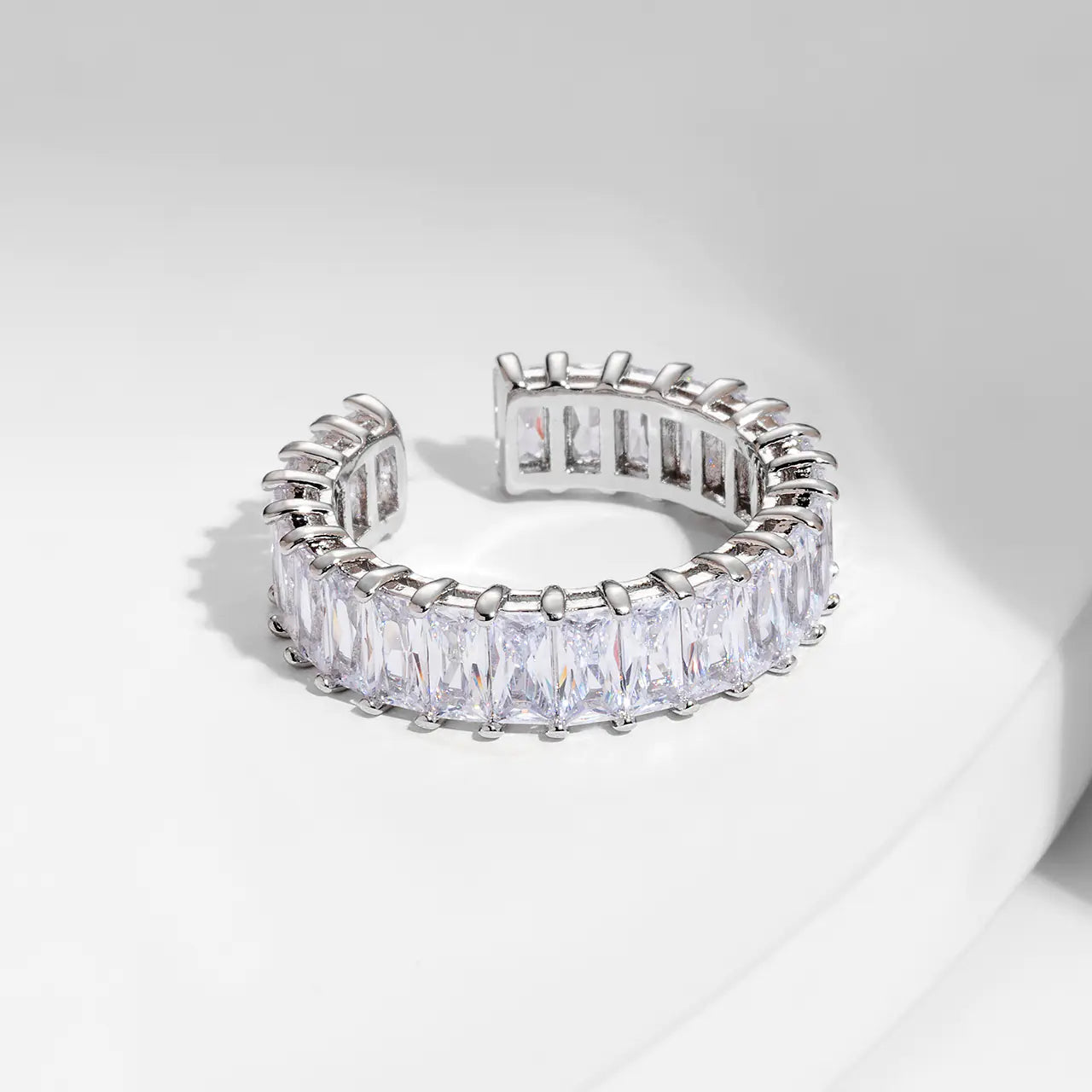 Square Zirconium Ring - Women's Cold Style