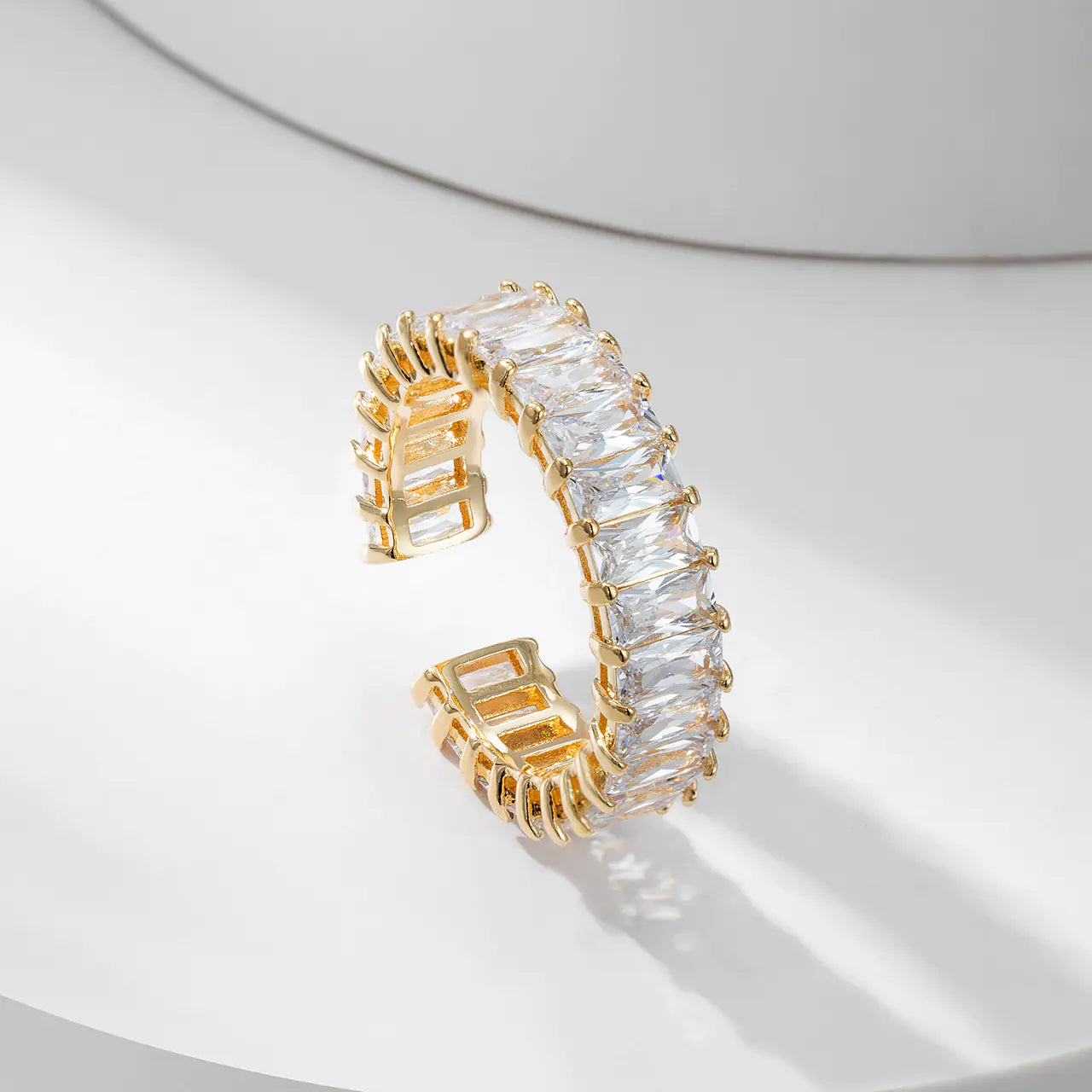 Square Zirconium Ring - Women's Cold Style